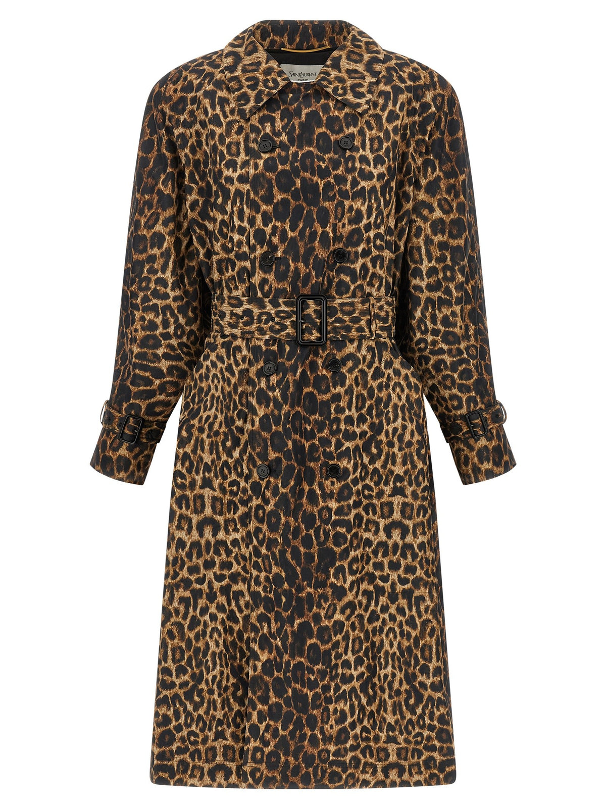 Saint Laurent Double Breasted Trench Coat Brown