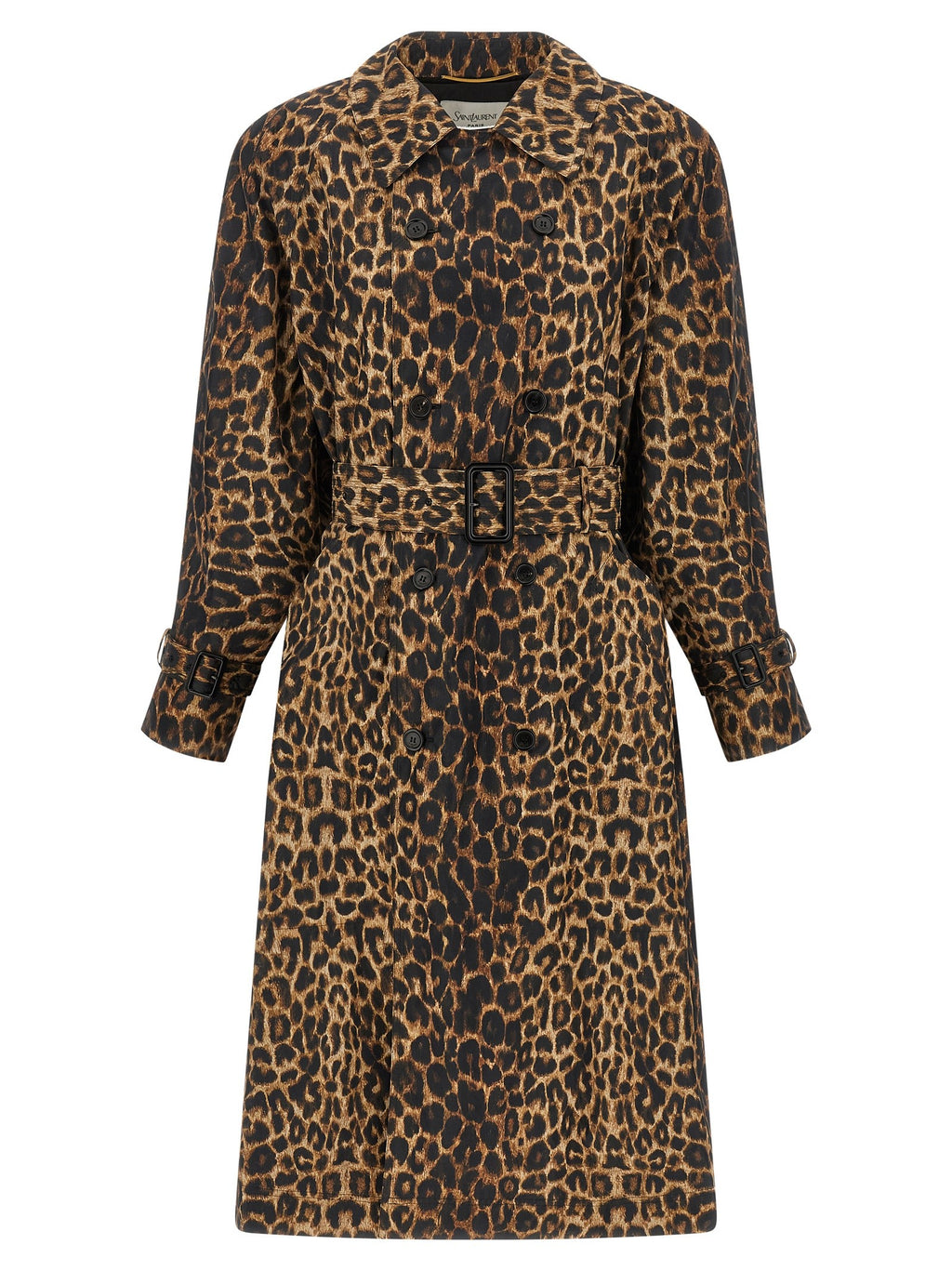 Saint Laurent Double Breasted Trench Coat Brown