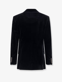 Tom Ford Men's Double Breasted Velvet Blazer Black