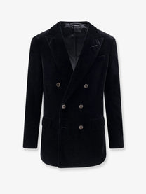 Tom Ford Men's Double Breasted Velvet Blazer Black
