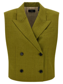 Theory Double Breasted Vest Green