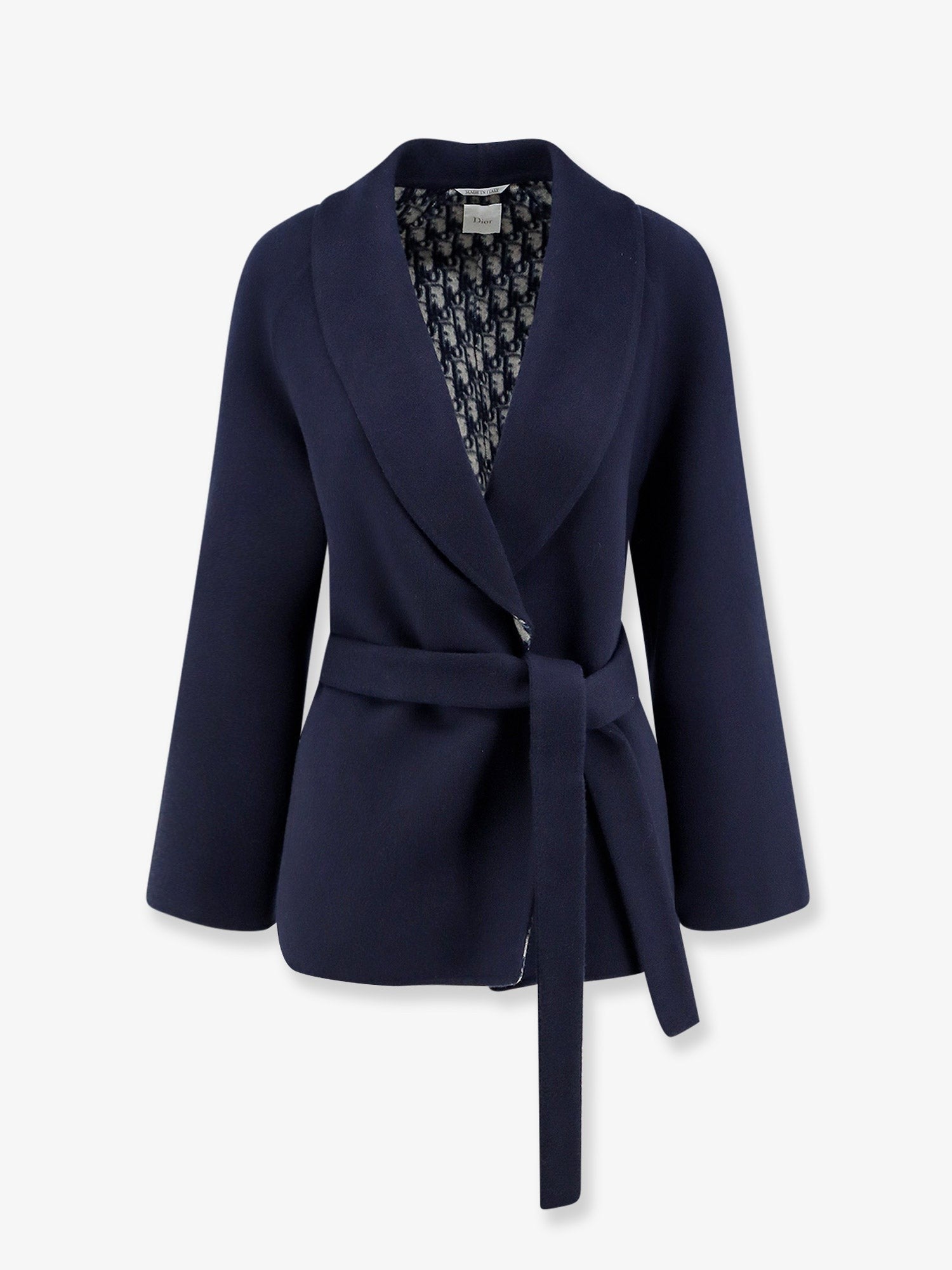 Dior Women's Double Breasted Virgin Wool and Silk Caban Pattern
