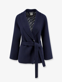 Dior Women's Double Breasted Virgin Wool and Silk Caban Pattern