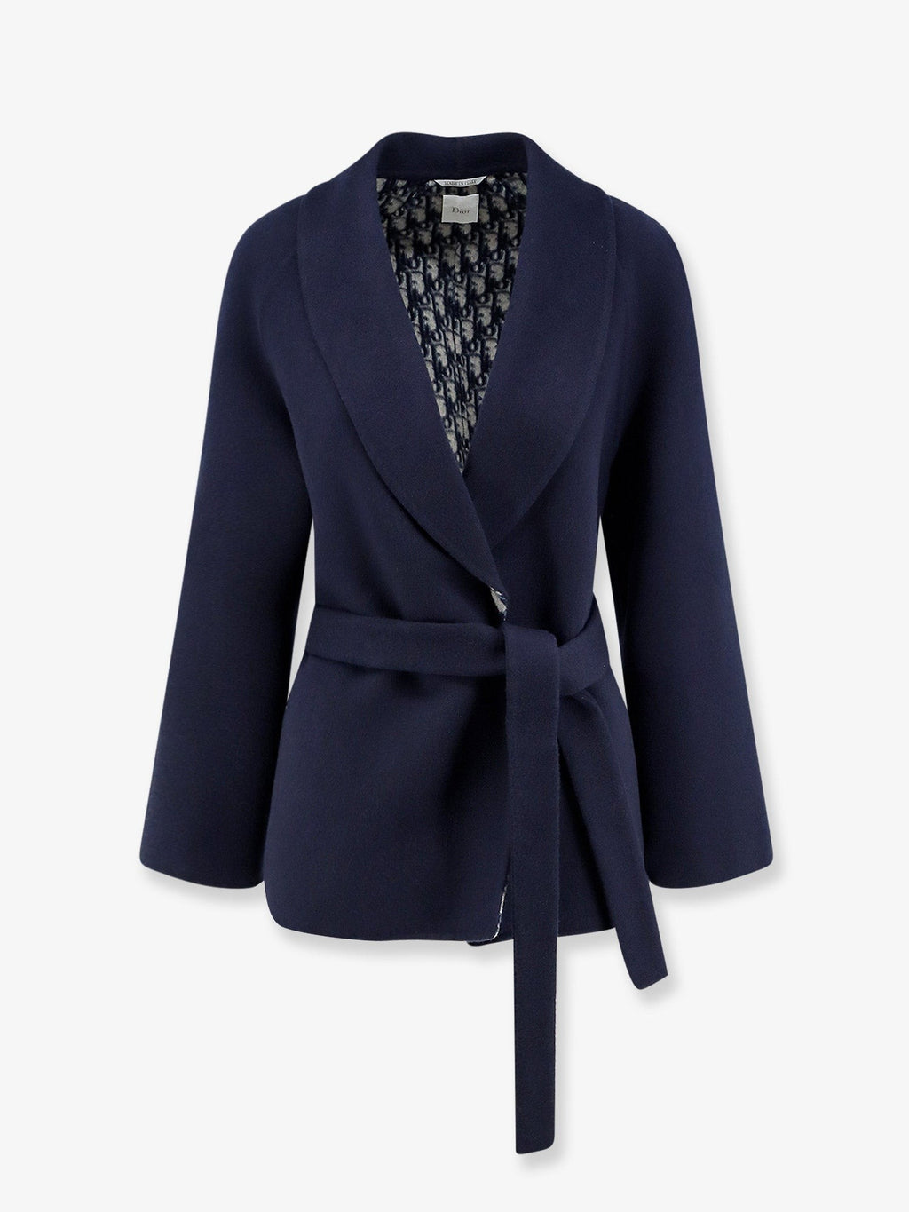 Dior Women's Double Breasted Virgin Wool and Silk Caban Pattern