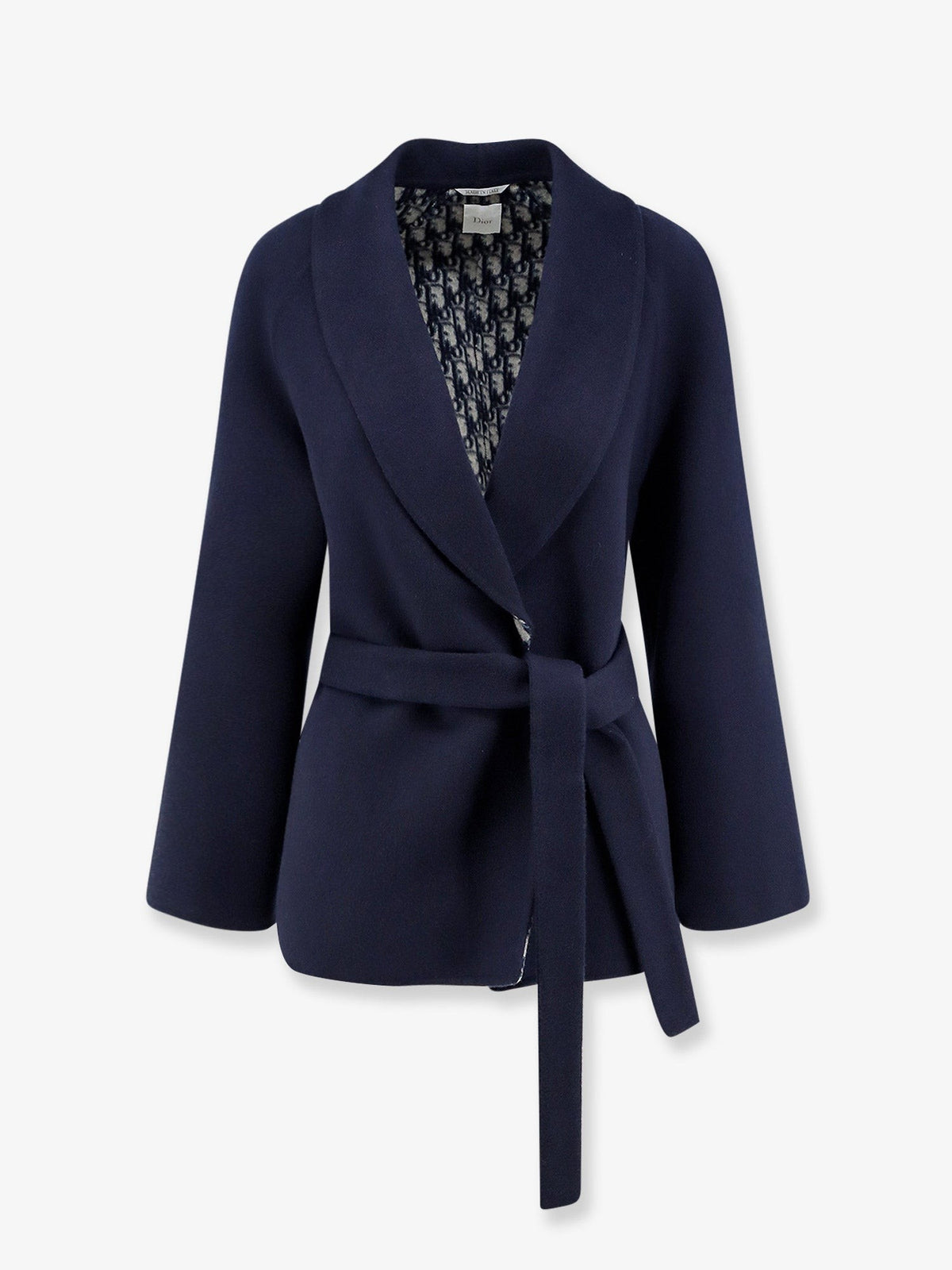 Dior Women's Double Breasted Virgin Wool and Silk Caban Pattern