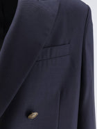 Dior Men's Double Breasted Virgin Wool Blazer Blue, view 3