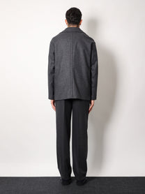 Hevò Men's Double Breasted Virgin Wool Blend Coat Grey