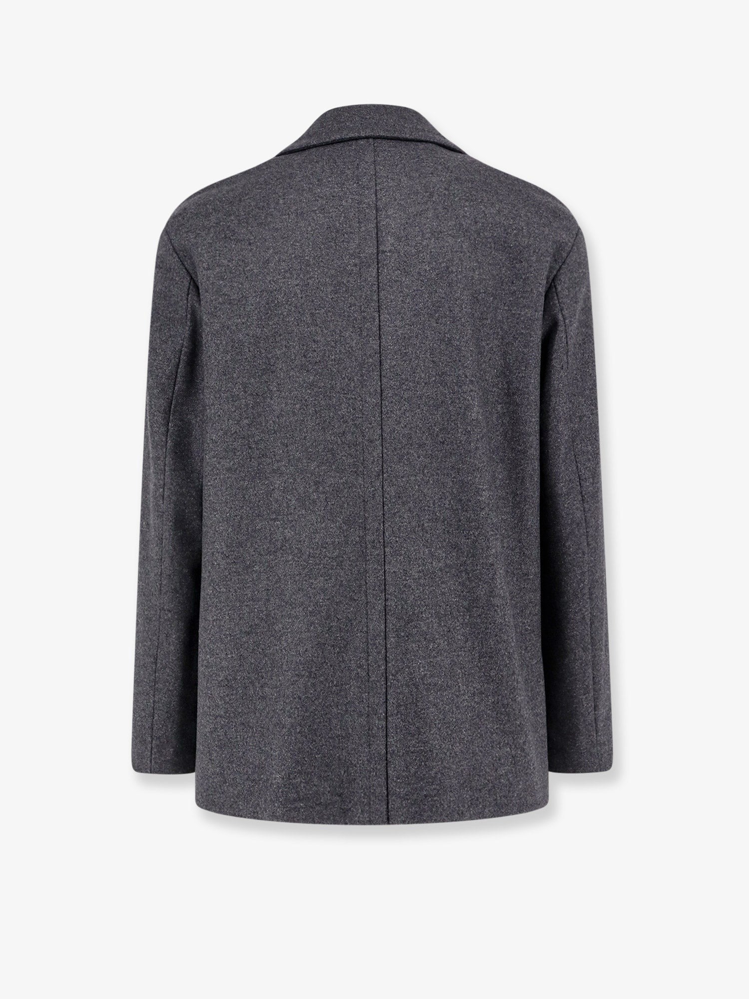 Hevò Men's Double Breasted Virgin Wool Blend Coat Grey