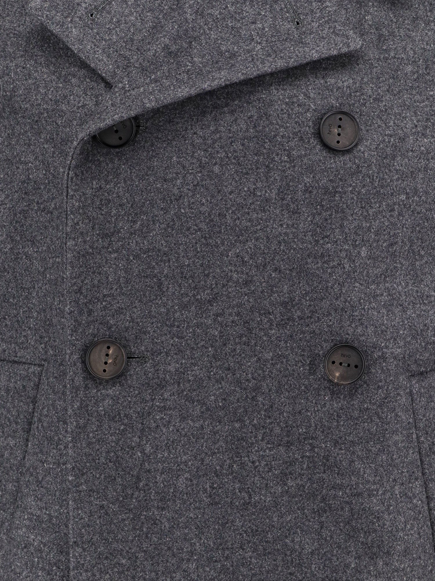 Hevò Men's Double Breasted Virgin Wool Blend Coat Grey