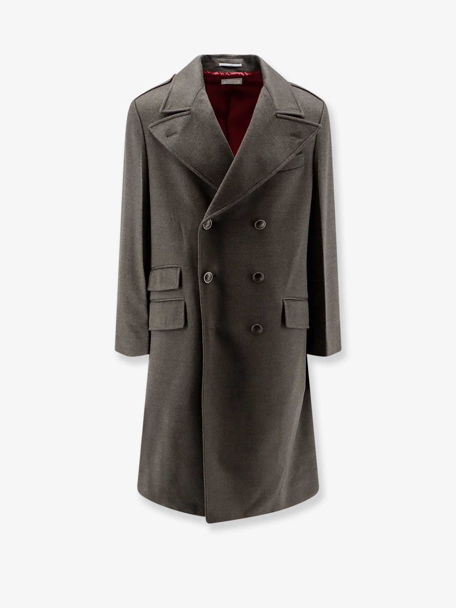 Brunello Cucinelli Men's Double Breasted Virgin Wool Coat Green