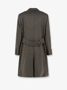 Brunello Cucinelli Men's Double Breasted Virgin Wool Coat Green, view 2