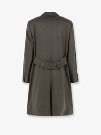 Brunello Cucinelli Men's Double Breasted Virgin Wool Coat Green