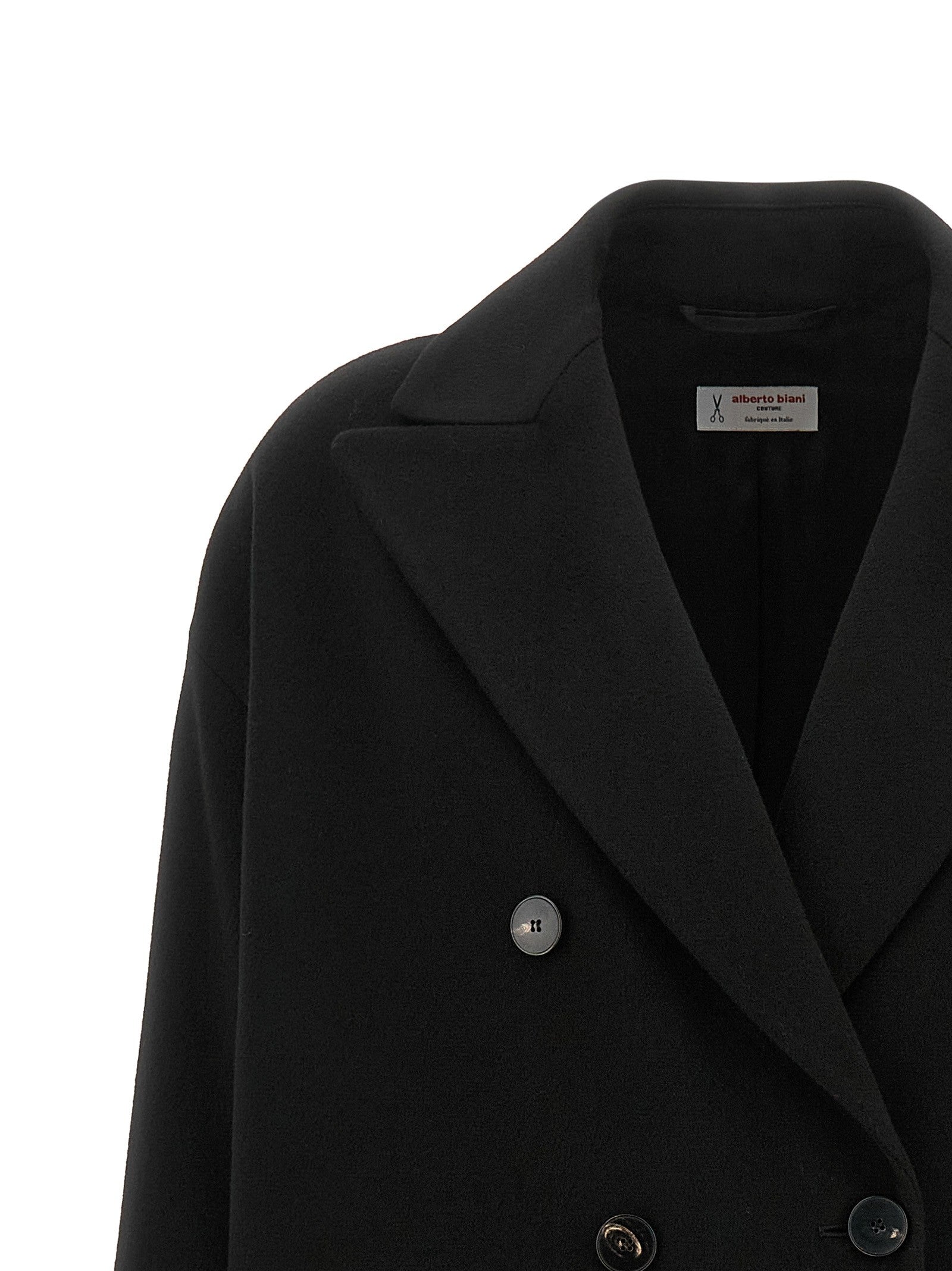 Alberto Biani Double Breasted Wide Coat Black