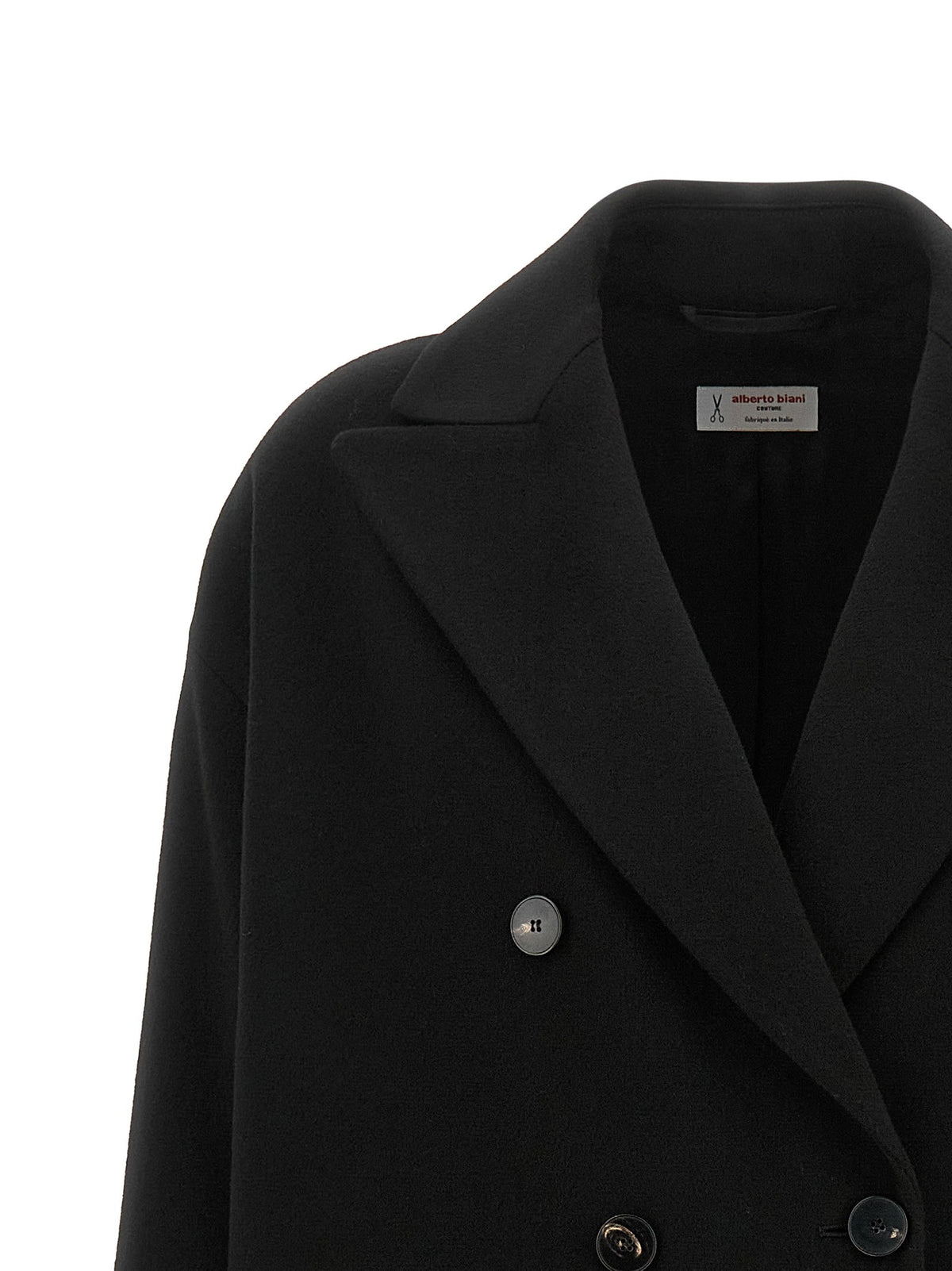 Alberto Biani Double Breasted Wide Coat Black, view 3