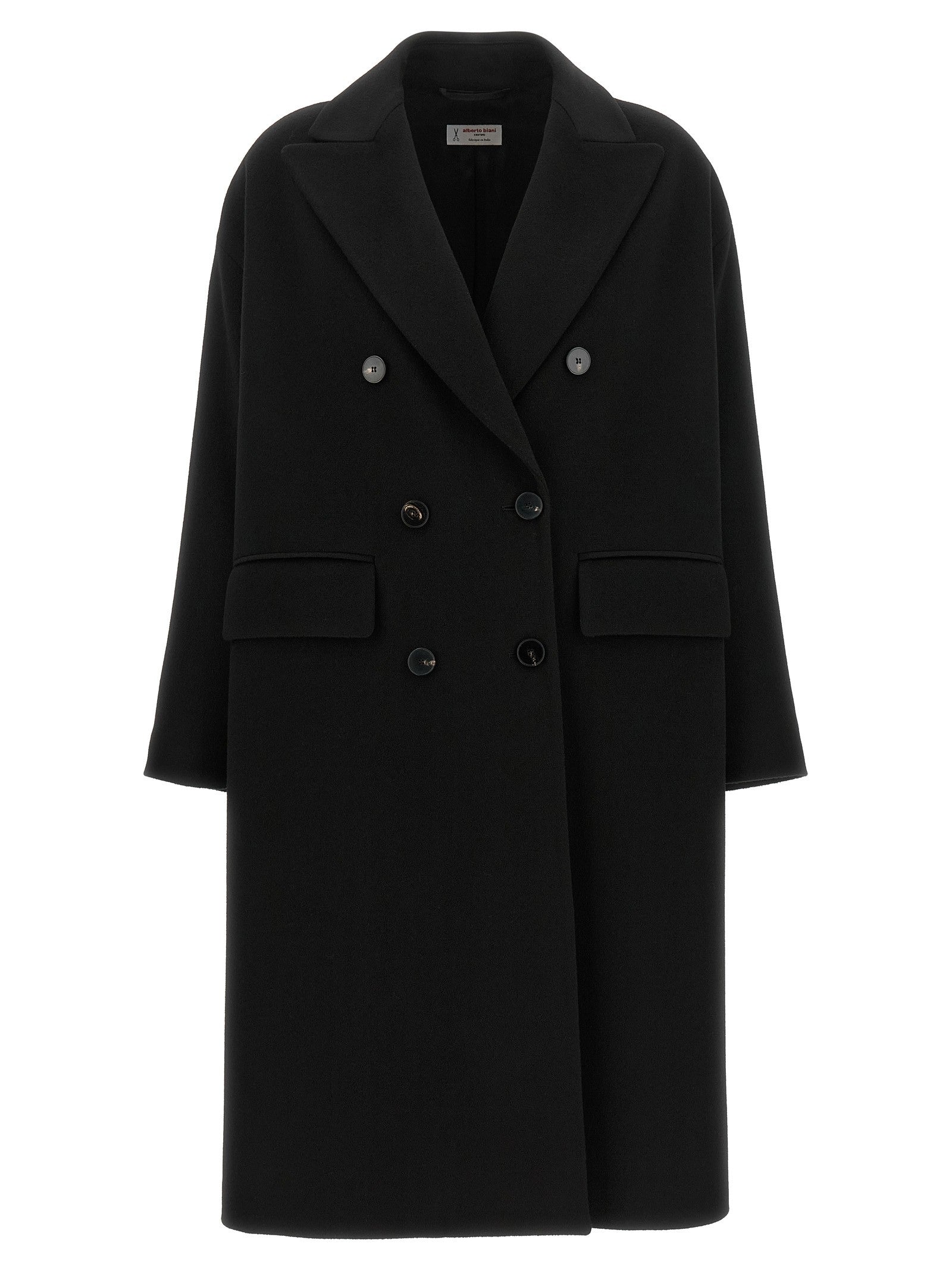 Alberto Biani Double Breasted Wide Coat Black