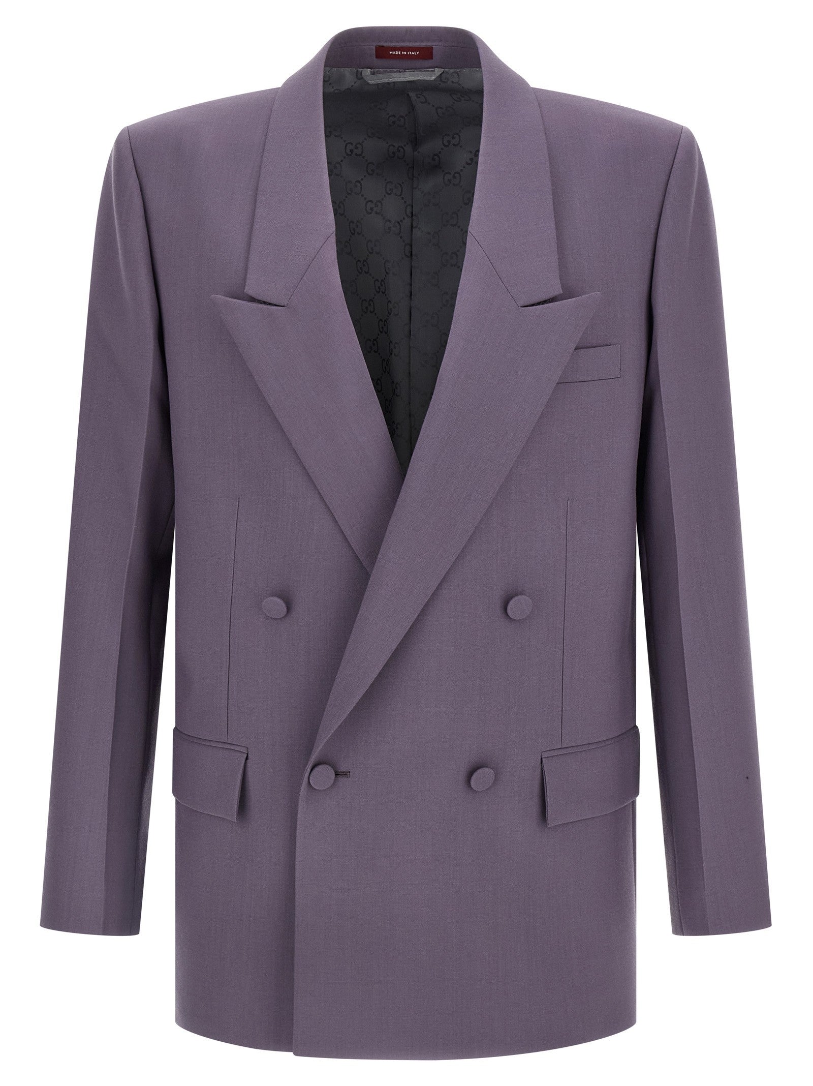 Gucci Double Breasted Wool Blazer Purple
