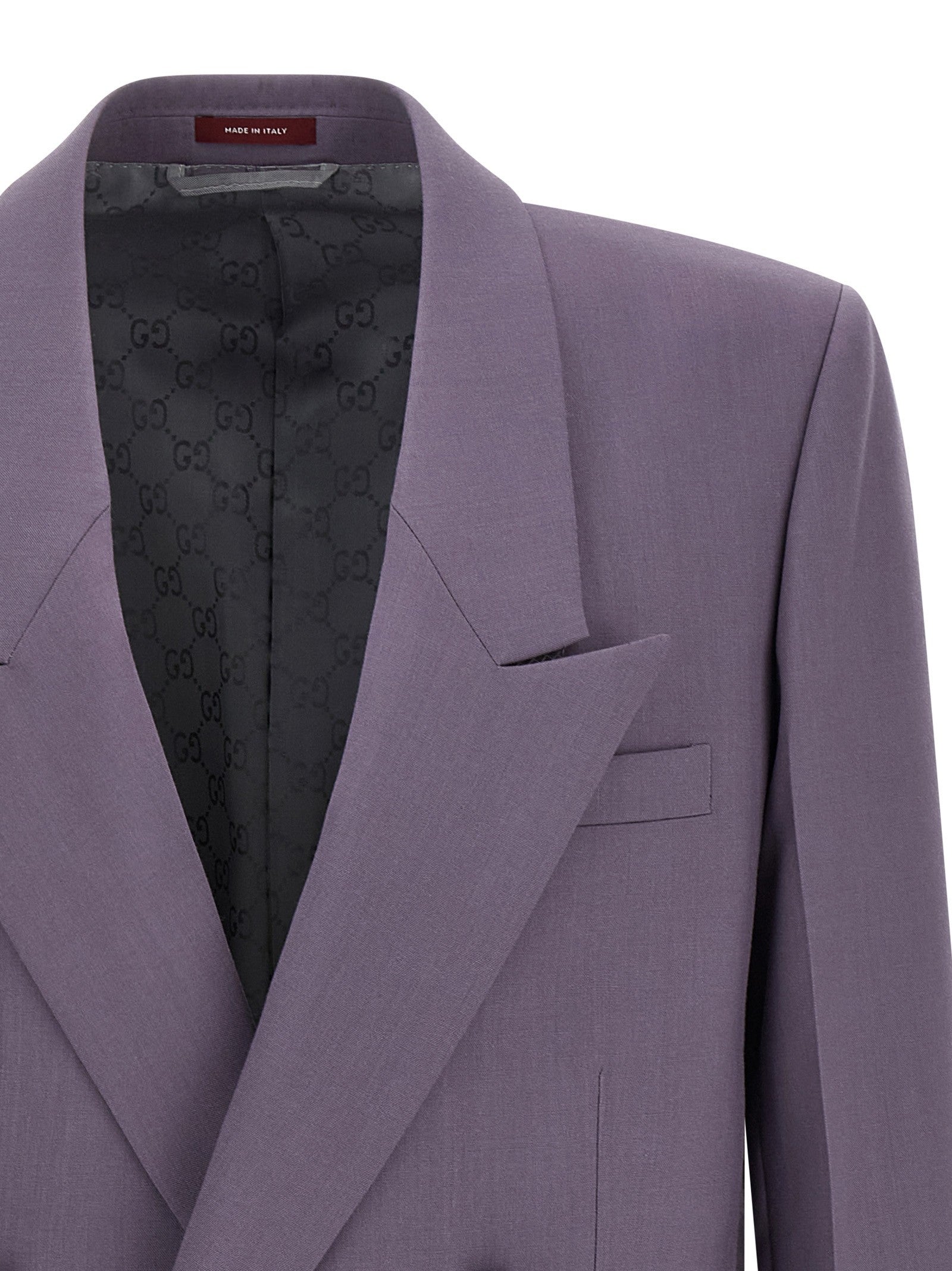 Gucci Double Breasted Wool Blazer Purple