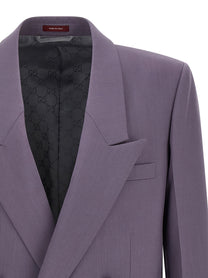 Gucci Double Breasted Wool Blazer Purple