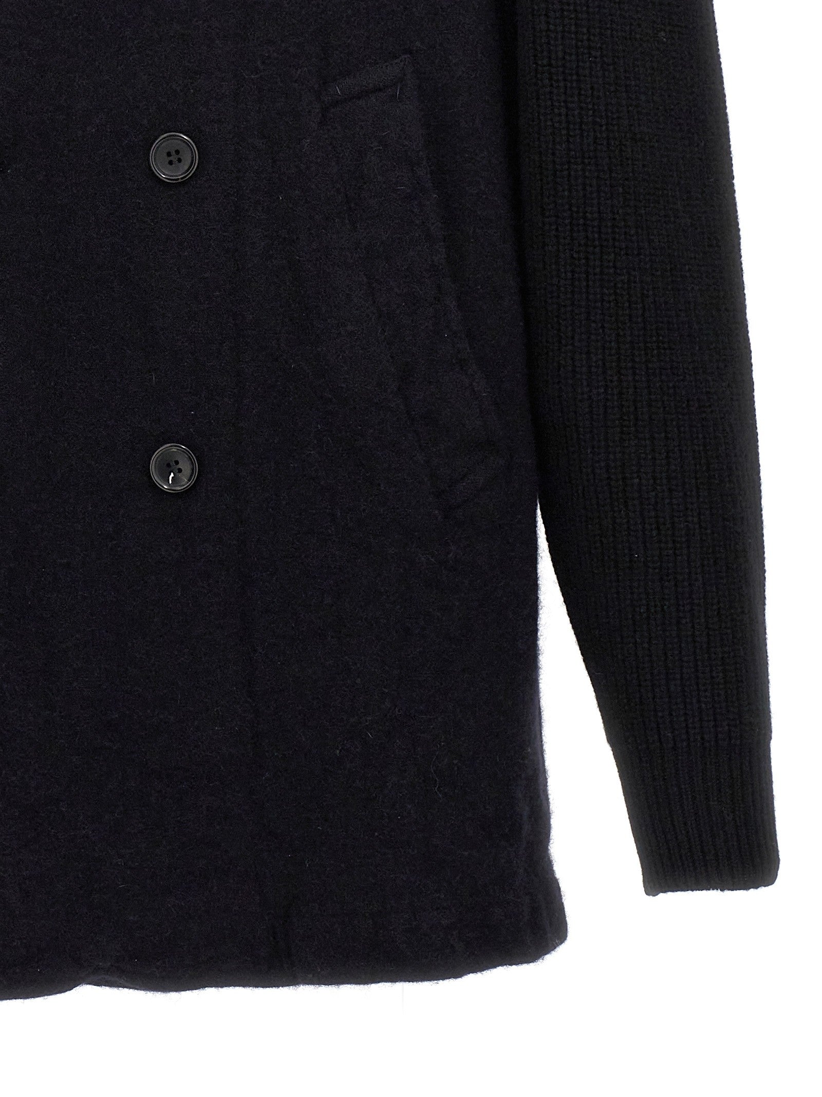 Comme Des Garcons Shirt Double Breasted Wool Coat Blue