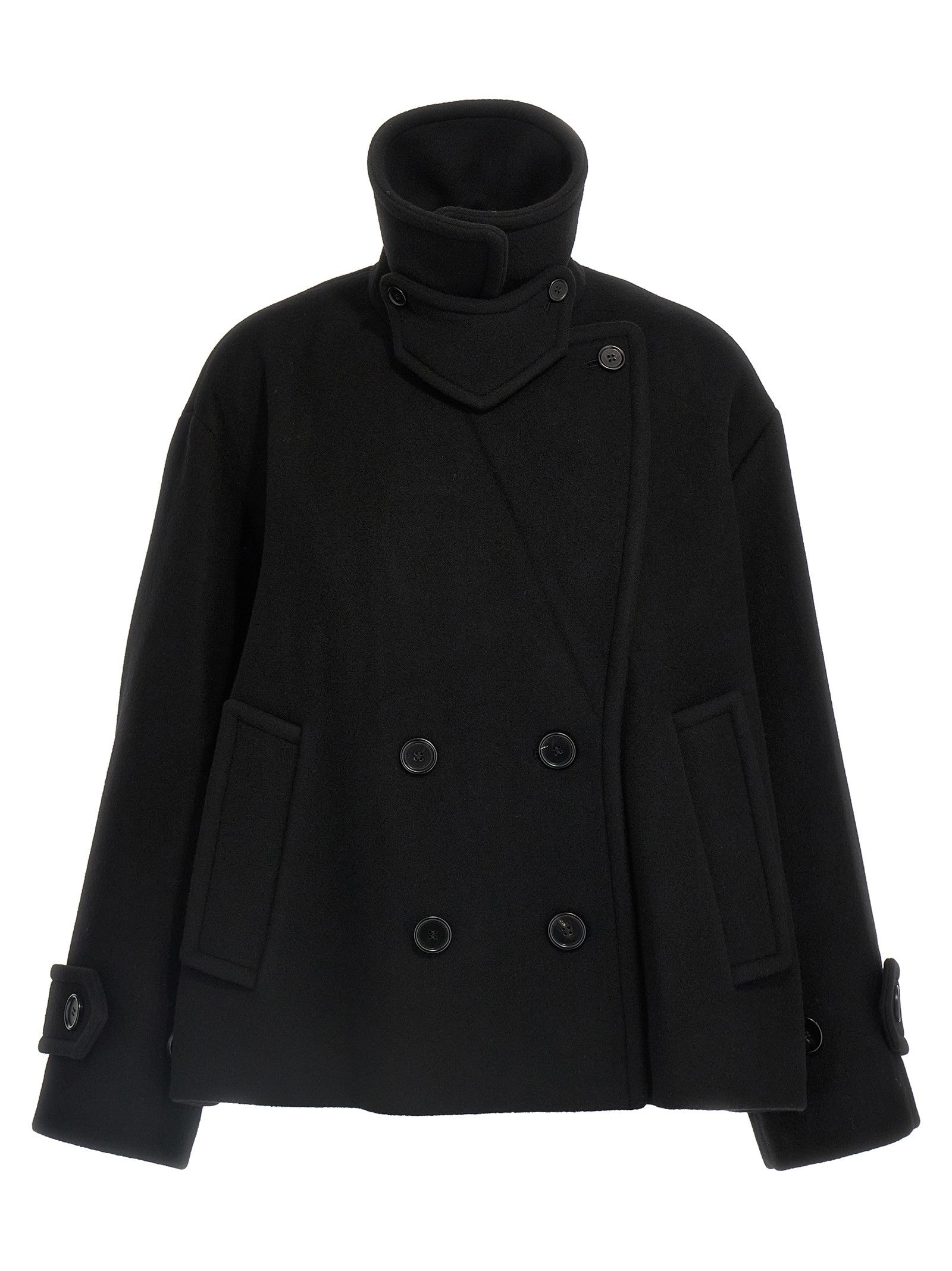 Chloé Double Breasted Wool Coat Black