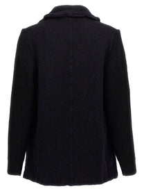 Comme Des Garcons Shirt Double Breasted Wool Coat Blue