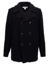 Comme Des Garcons Shirt Double Breasted Wool Coat Blue