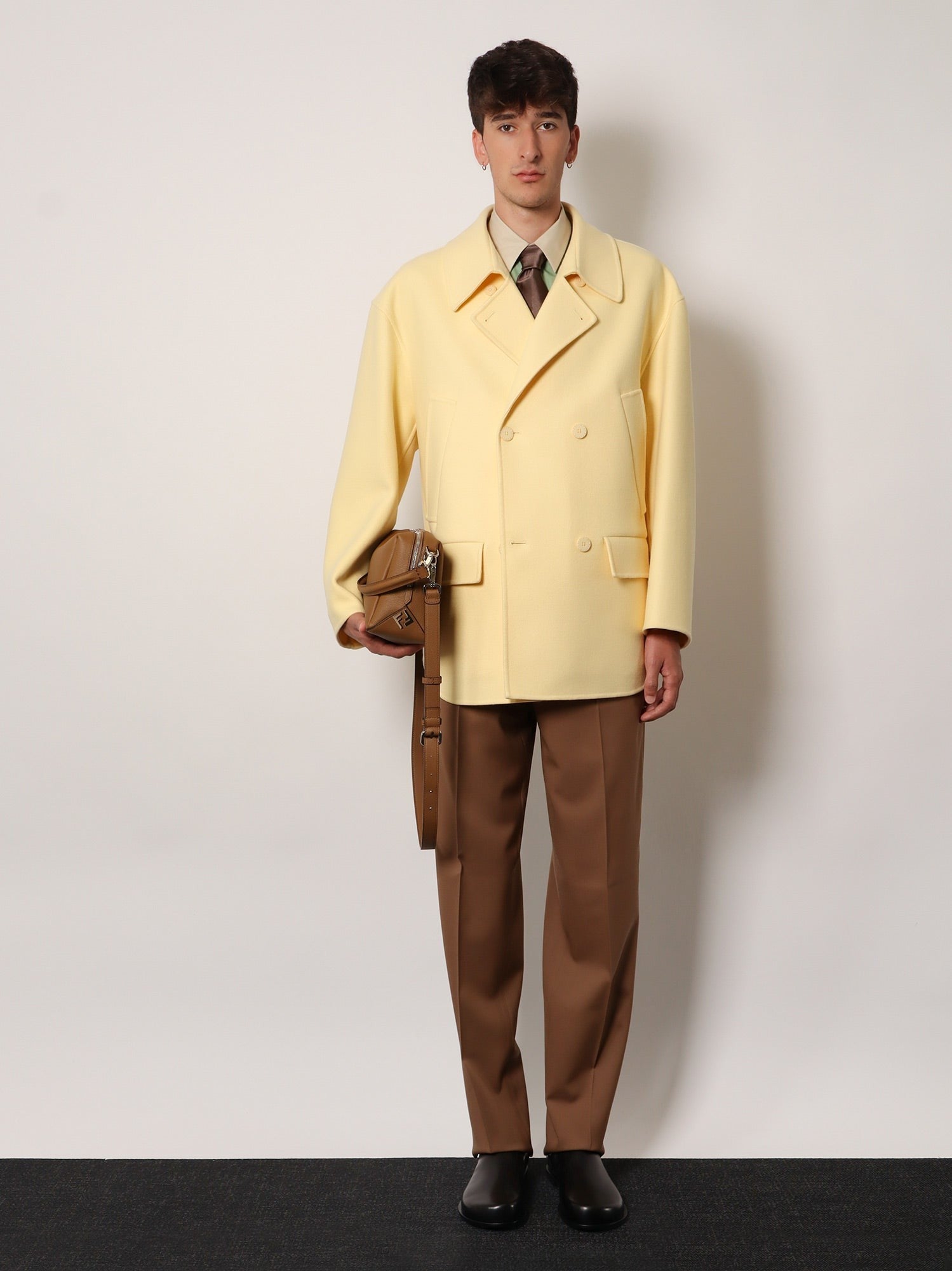 Fendi Men's Double Breasted Wool Coat White