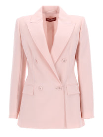 Max Mara Women's Double Breasted Wool Crepe Jacket Blue