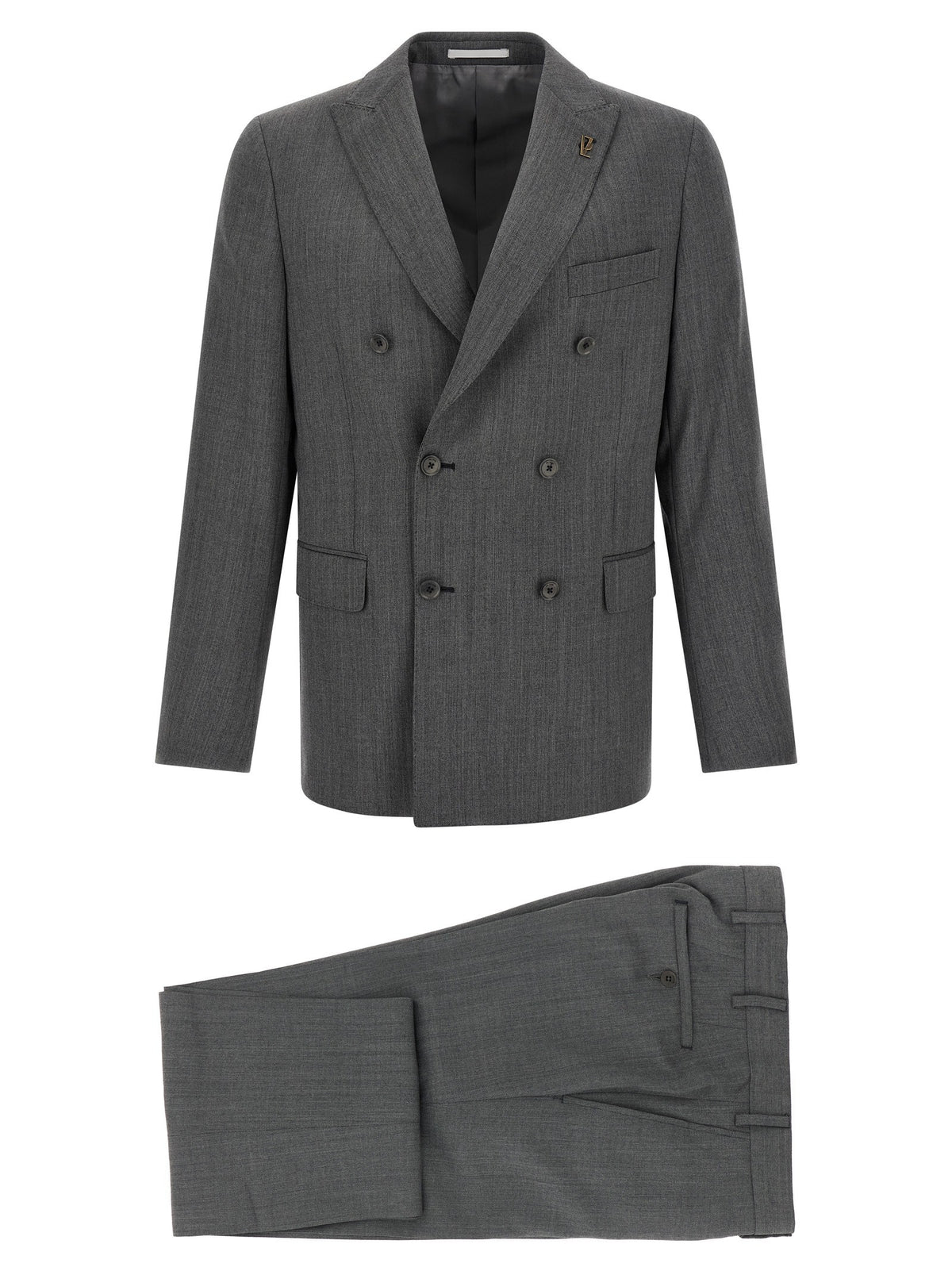 Pal Zileri Double Breasted Wool Dress Grey