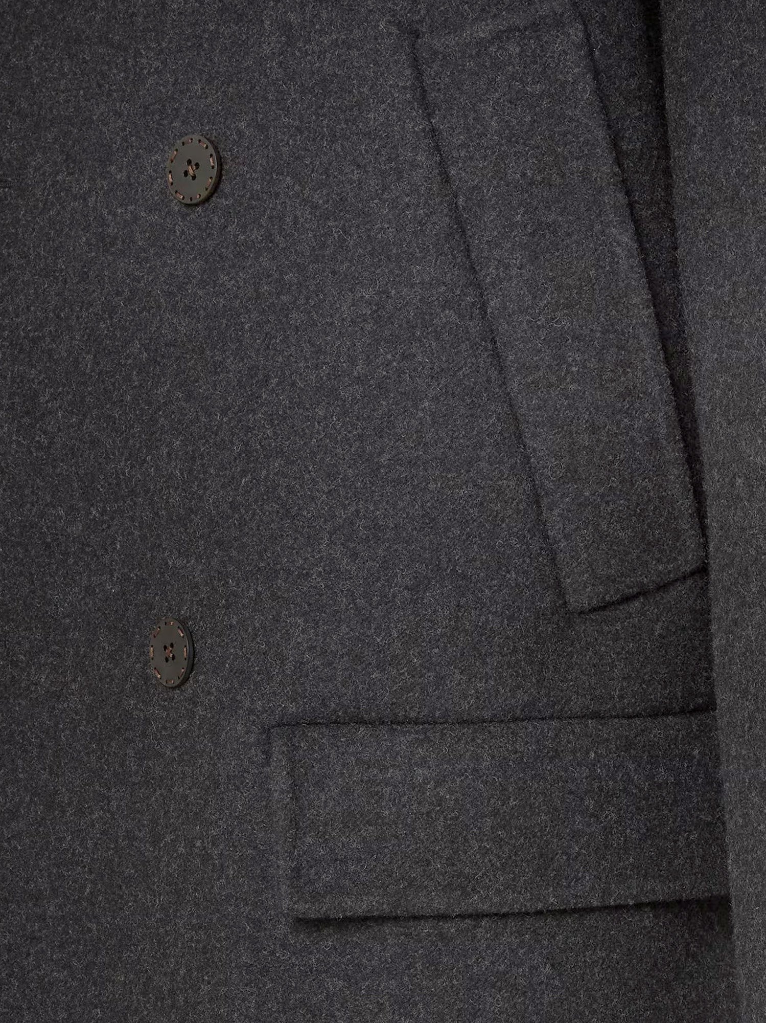 Fendi Men's Double Breasted Wool Felt Peacoat Grey