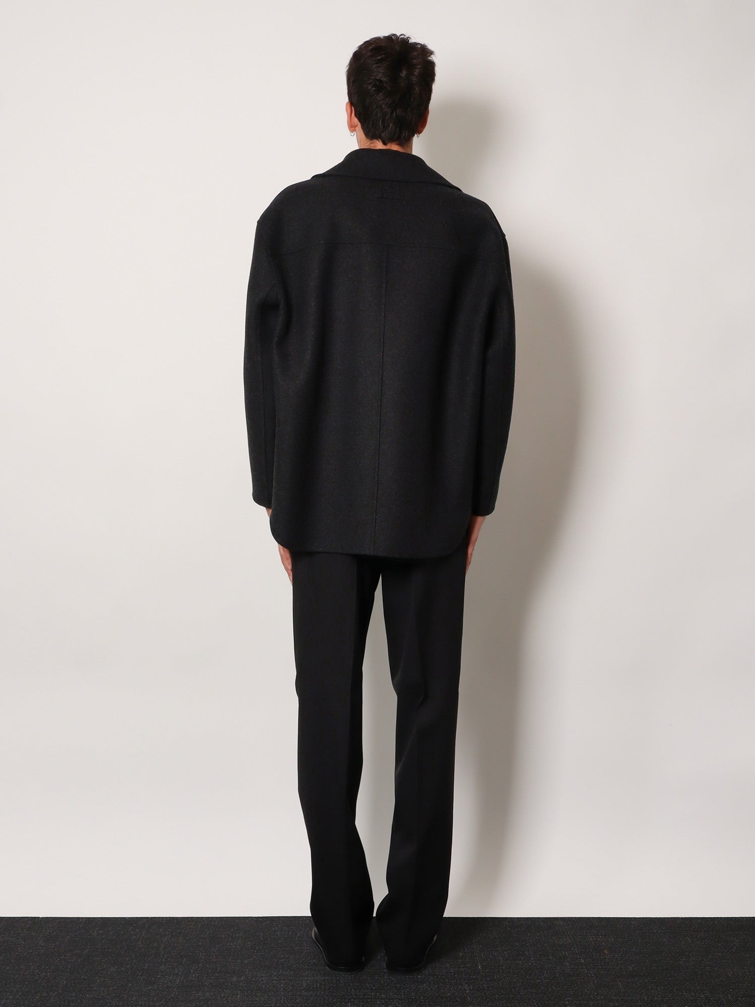 Fendi Men's Double Breasted Wool Felt Peacoat Grey