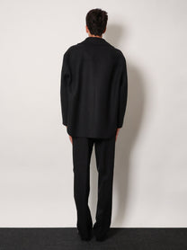 Fendi Men's Double Breasted Wool Felt Peacoat Grey