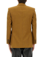 Saint Laurent Men's Double Breasted Wool Jacket Brown, view 3