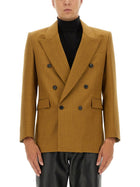Saint Laurent Men's Double Breasted Wool Jacket Brown