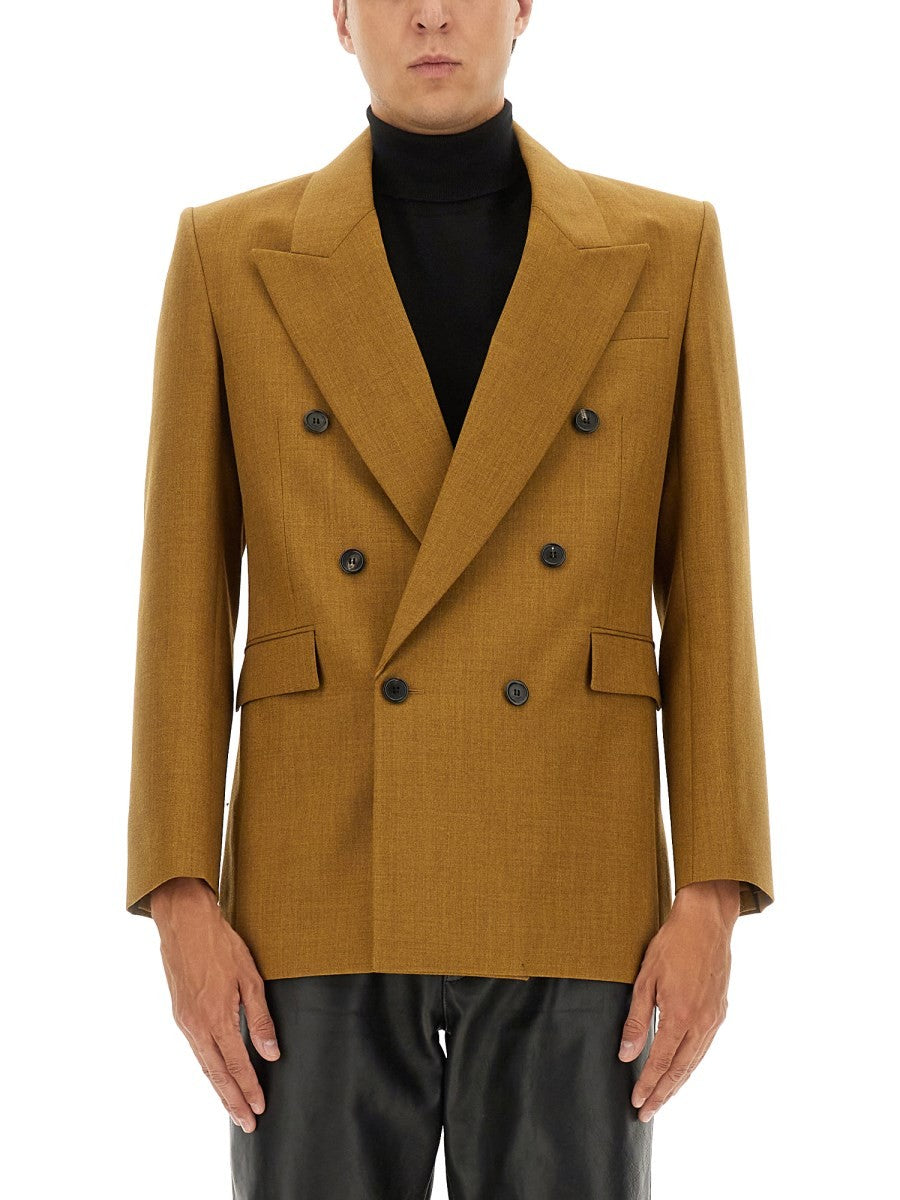Saint Laurent Men's Double Breasted Wool Jacket Brown