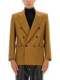 Saint Laurent Men's Double Breasted Wool Jacket Brown