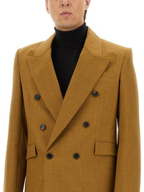 Saint Laurent Men's Double Breasted Wool Jacket Brown, view 4