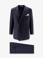 Kiton Men's Double Breasted Wool Suit Black