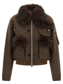 Sacai Double Collar Blouson Brown