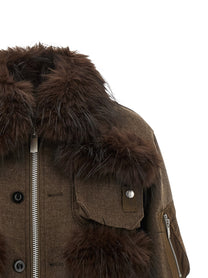 Sacai Double Collar Blouson Brown