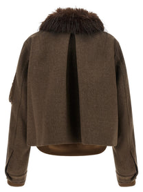 Sacai Double Collar Blouson Brown