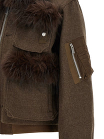 Sacai Double Collar Blouson Brown