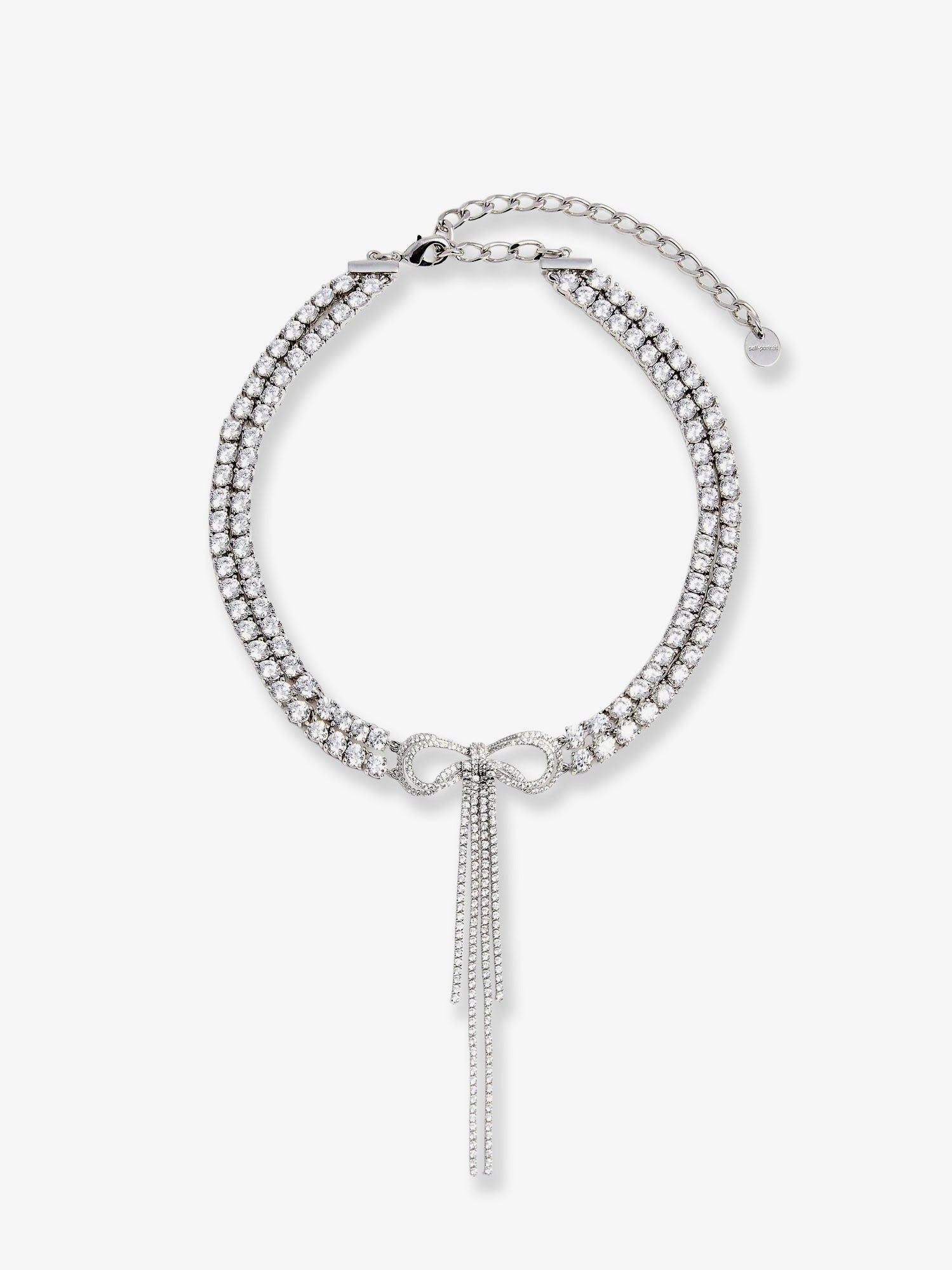 self-portrait Women's Double Crystal Bow Choker Silver