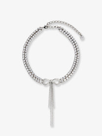 self-portrait Women's Double Crystal Bow Choker Silver