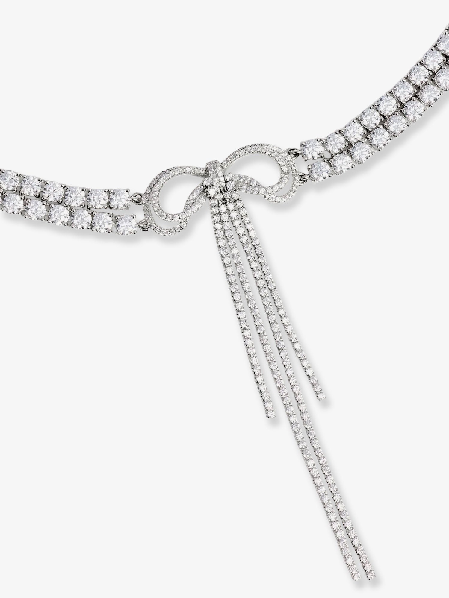self-portrait Women's Double Crystal Bow Choker Silver