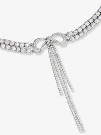 self-portrait Women's Double Crystal Bow Choker Silver