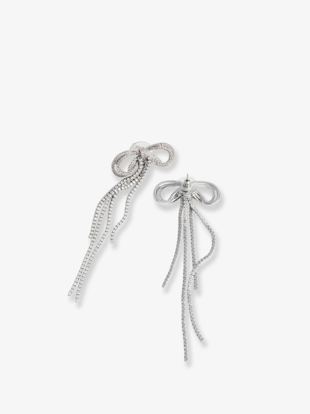 self-portrait Women's Double Crystal Bow Earrings Silver