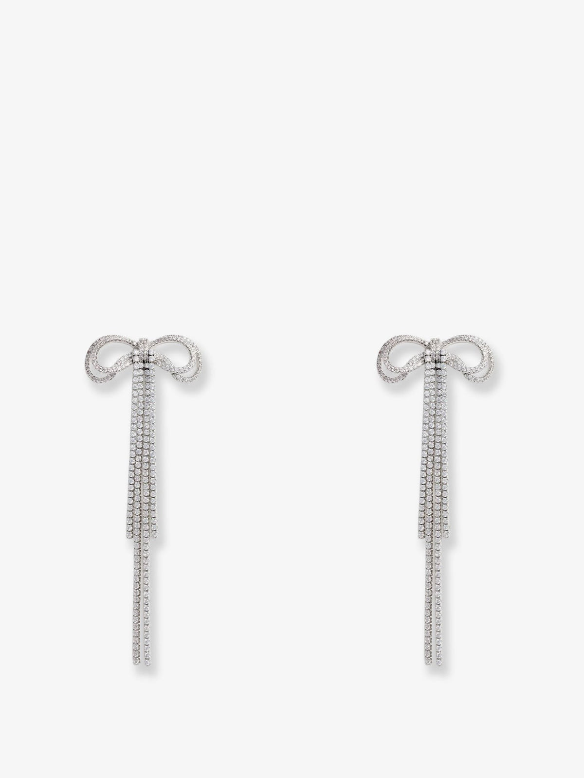 self-portrait Women's Double Crystal Bow Earrings Silver