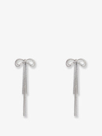 self-portrait Women's Double Crystal Bow Earrings Silver