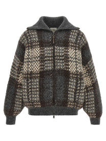 Brunello Cucinelli Double Dazzling Tartan Cardigan Grey